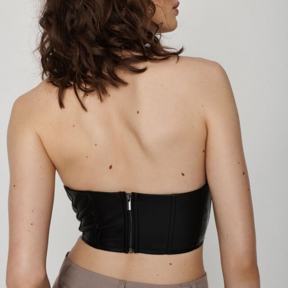 GARAGE Faux Leather Black Bustier Corset Top - Size XXS, 32A, 00 - Picture 4 of 7